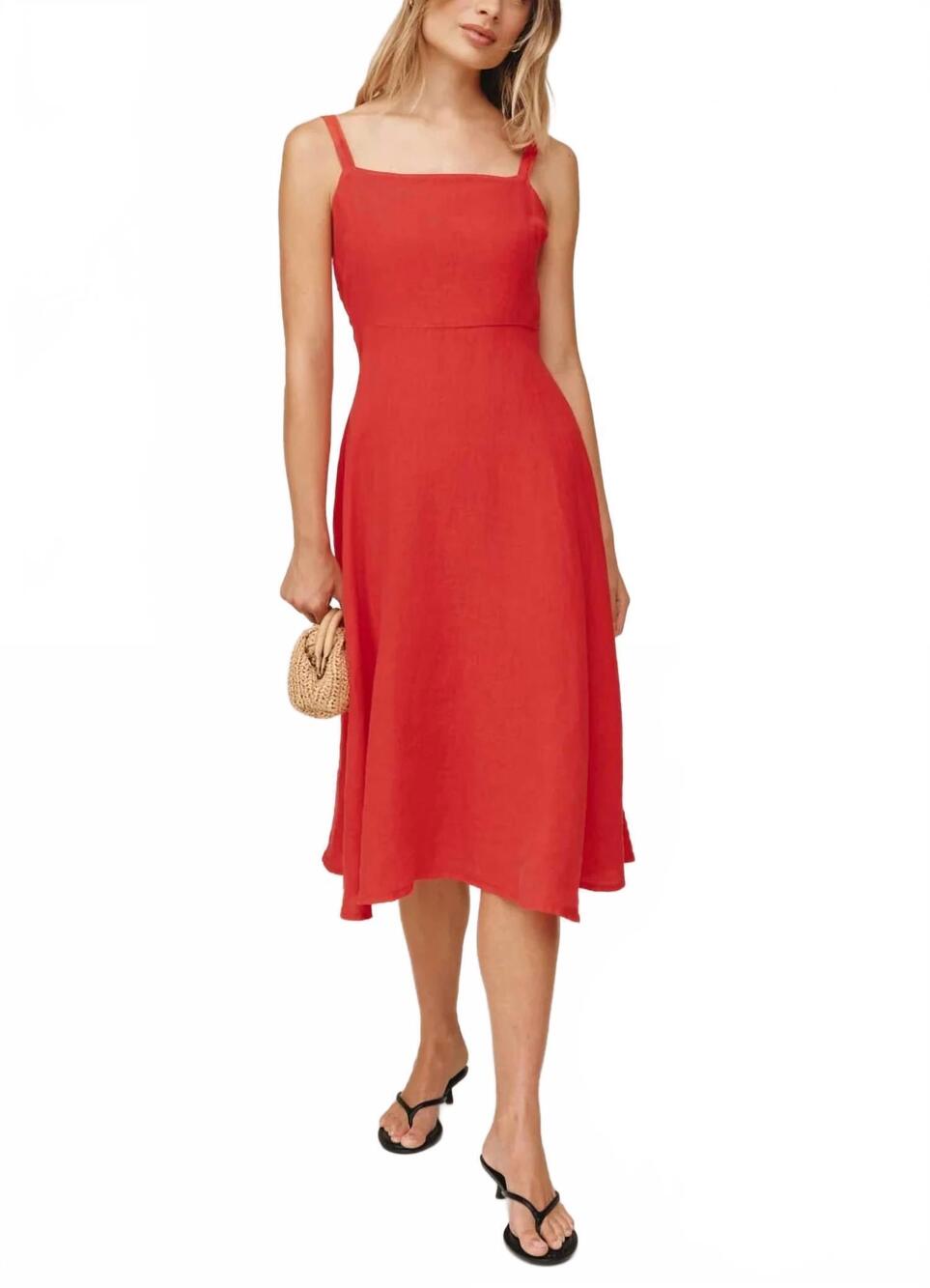 NEW BELLA DAHL apron midi dress in scarlet sand